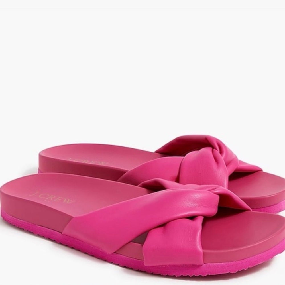 J Crew Factory Pink Cross Strap Pool Slides Sandals Sz 9 New With Tags Barbie - Picture 4 of 8